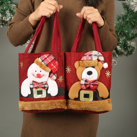 Christmas Candy Gift Tote Bags for Kids – Cute Santa, Elk, Snowman & Bear Handbags