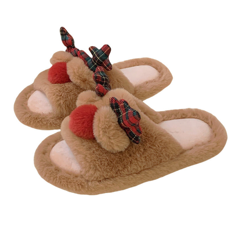 Cute Cartoon Fluffy Slippers – Women’s Cozy Cotton Indoor Shoes