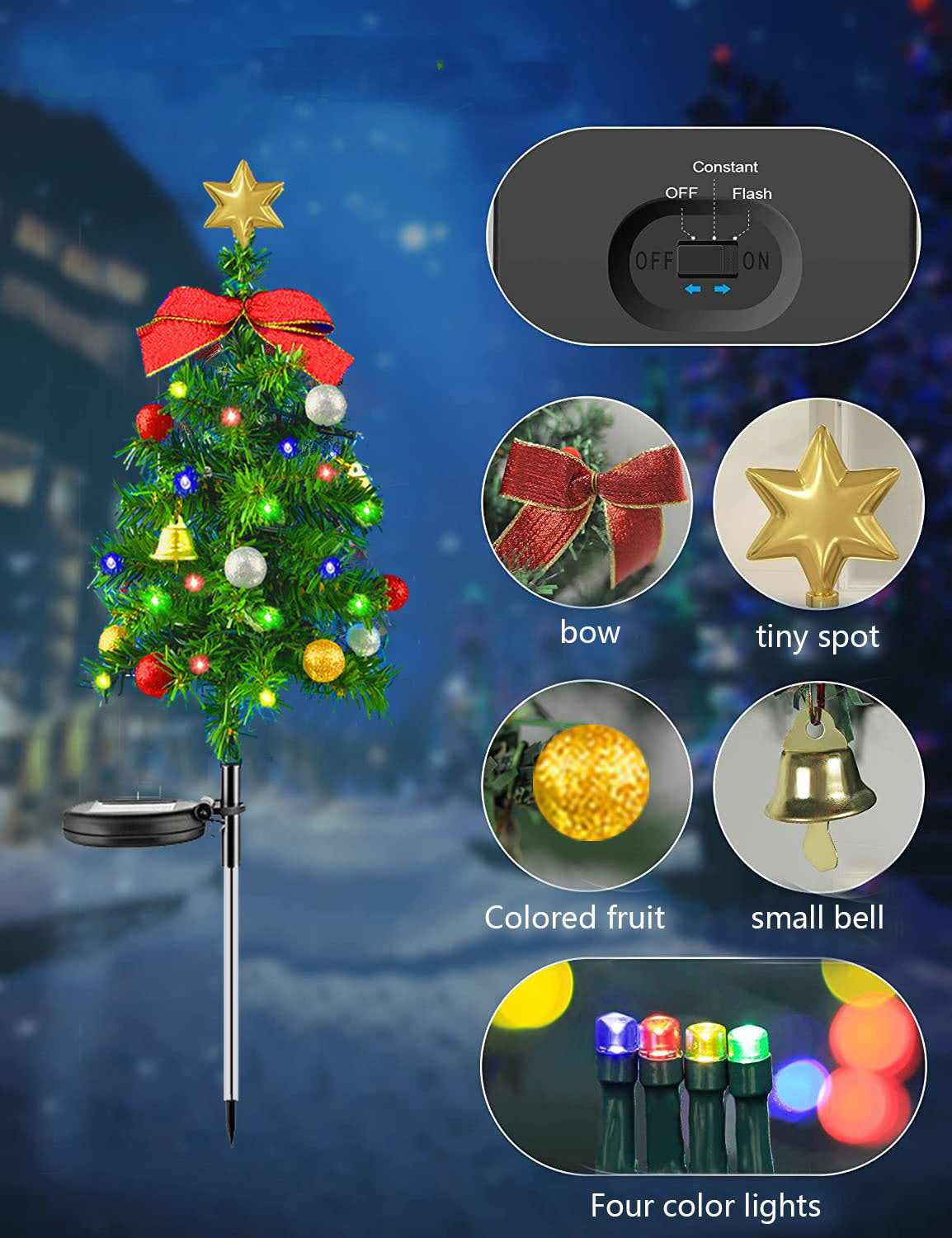 Outdoor Solar Christmas Tree Lights – Festive Garden & Pathway Decoration