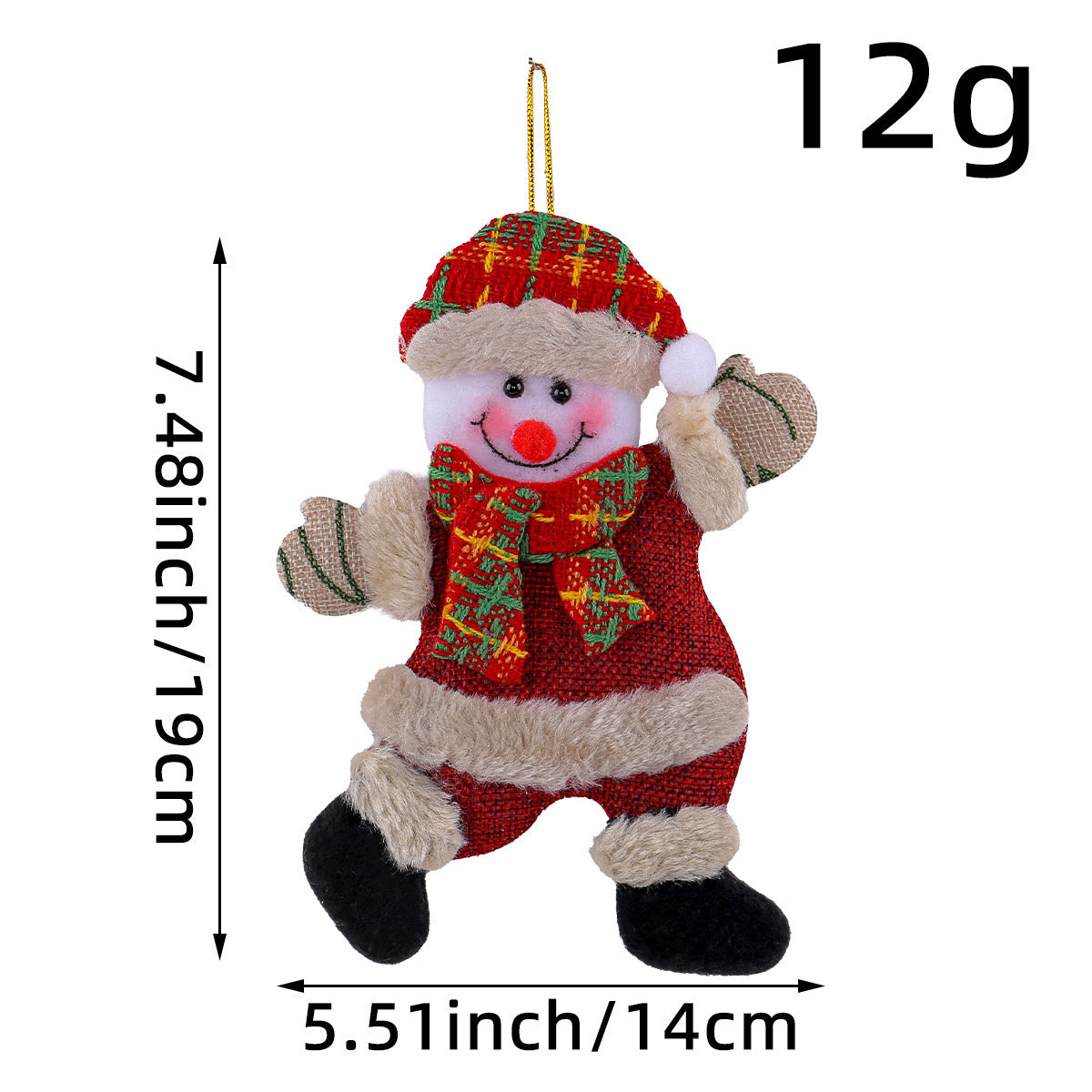 Festive Christmas Tree Ornaments – Santa, Snowman, Reindeer & Bear Figures with Scarves, Golden Balls & Red Bows