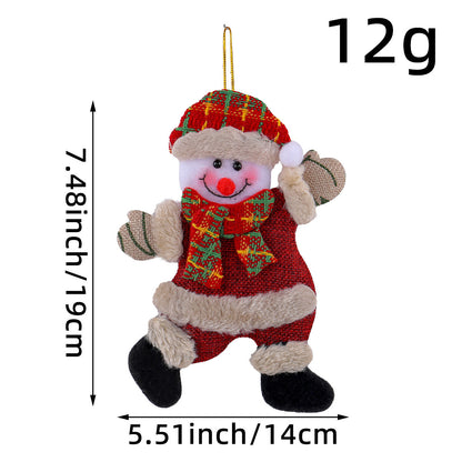 Festive Christmas Tree Ornaments – Santa, Snowman, Reindeer & Bear Figures with Scarves, Golden Balls & Red Bows