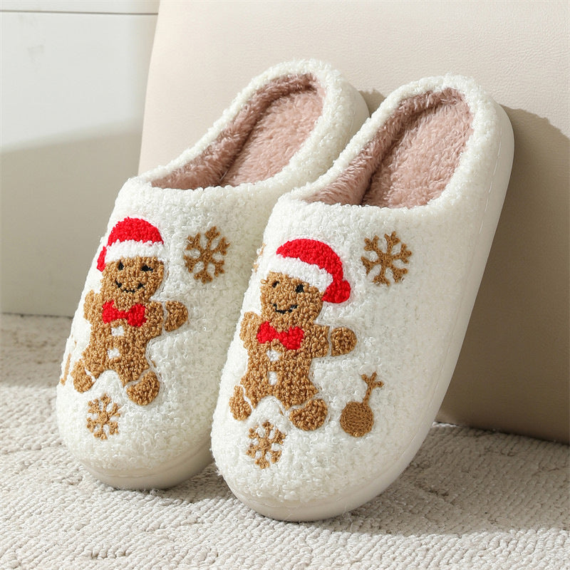 Christmas Snowflake Slippers – Women’s Cozy Gingerbread House Shoes