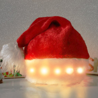 LED Santa Hat – Light-Up Plush Christmas Cap for Kids & Adults, Festive Holiday Party Decoration