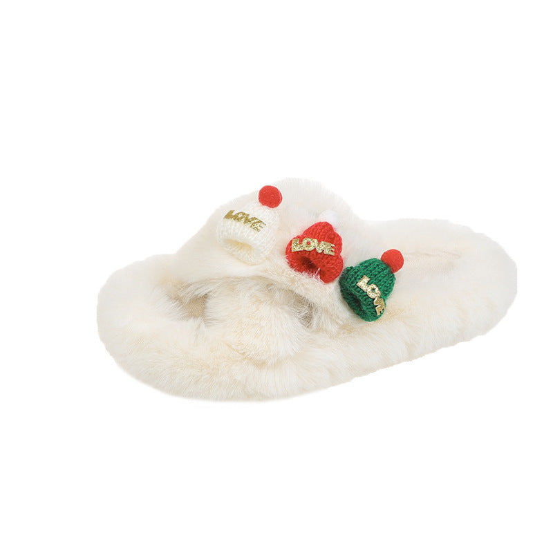 Cozy Christmas Fluffy Slippers – Women’s Warm Cotton Indoor Shoes