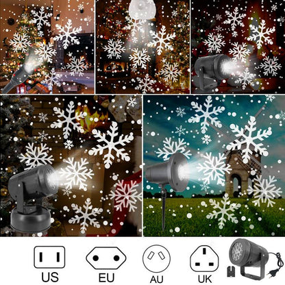LED Snowflake Projector Light – Rotating Christmas Party Lamp for Outdoor & Garden Holiday Decorations