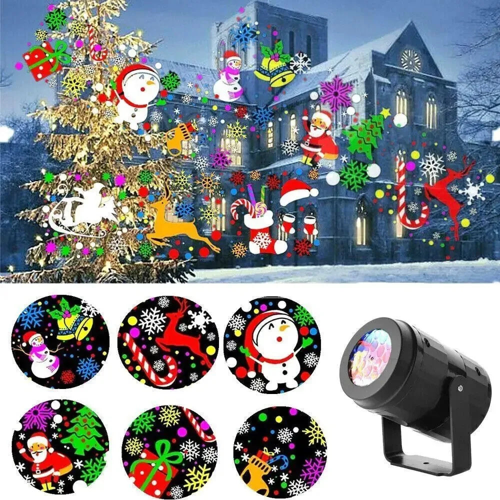 LED Snowflake Projector Light – Rotating Christmas Party Lamp for Outdoor & Garden Holiday Decorations