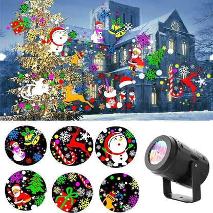 LED Snowflake Projector Light – Rotating Christmas Party Lamp for Outdoor & Garden Holiday Decorations