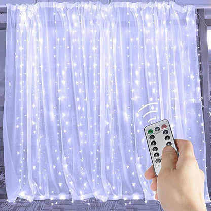 LED Curtain String Lights – USB Fairy Light Garland with Remote Control for Christmas & Home Décor