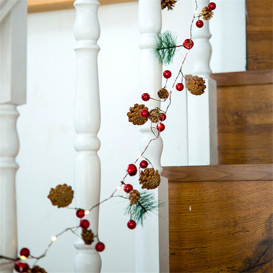 2M 20LED Warm White Christmas Tree String Lights – Pine Cone & Star Design