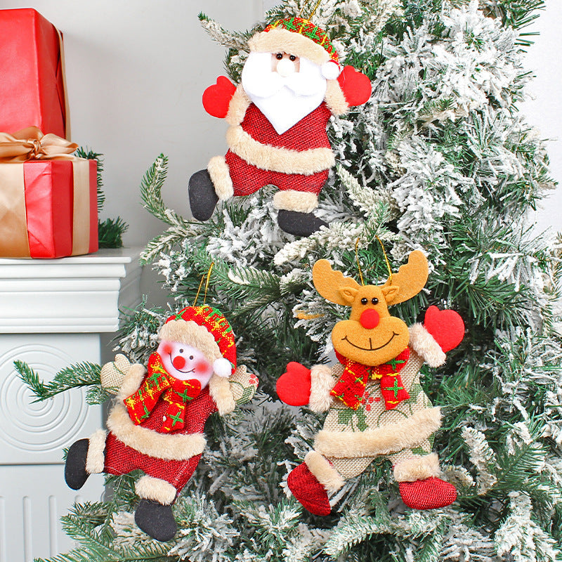 Festive Christmas Tree Ornaments – Santa, Snowman, Reindeer & Bear Figures with Scarves, Golden Balls & Red Bows