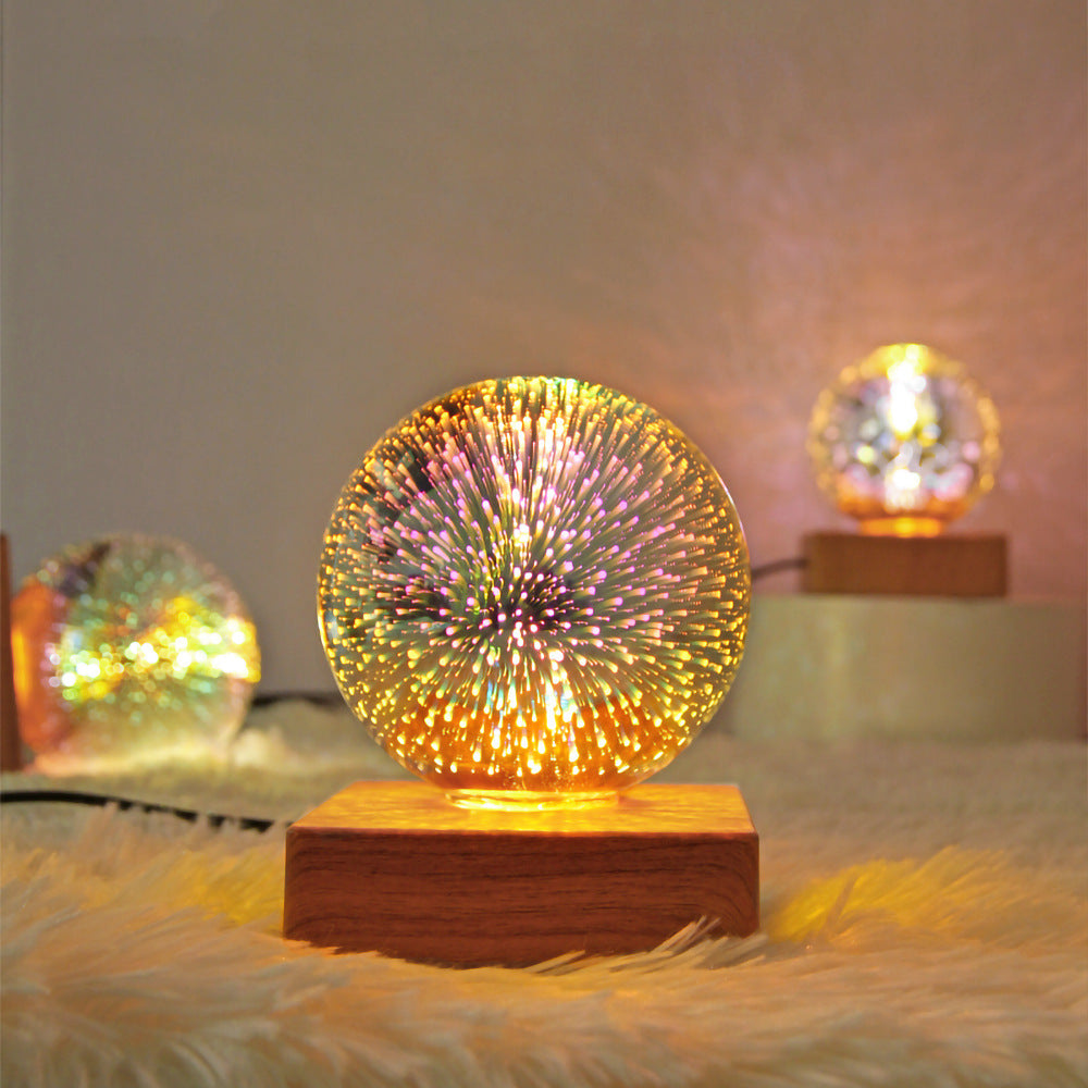 3D Firework Crystal Ball Night Light – USB LED Christmas Home Decor