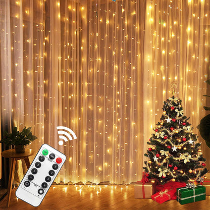 LED Curtain String Lights – USB Fairy Light Garland with Remote Control for Christmas & Home Décor