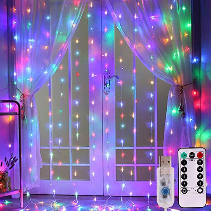 LED Curtain String Lights – USB Fairy Light Garland with Remote Control for Christmas & Home Décor