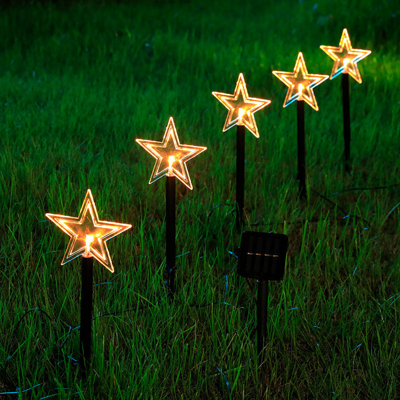 Solar Star & Snowflake Christmas Tree Lights – Waterproof Outdoor Garden Lawn Decoration
