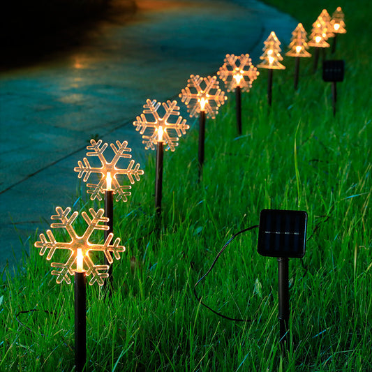 Solar Star & Snowflake Christmas Tree Lights – Waterproof Outdoor Garden Lawn Decoration