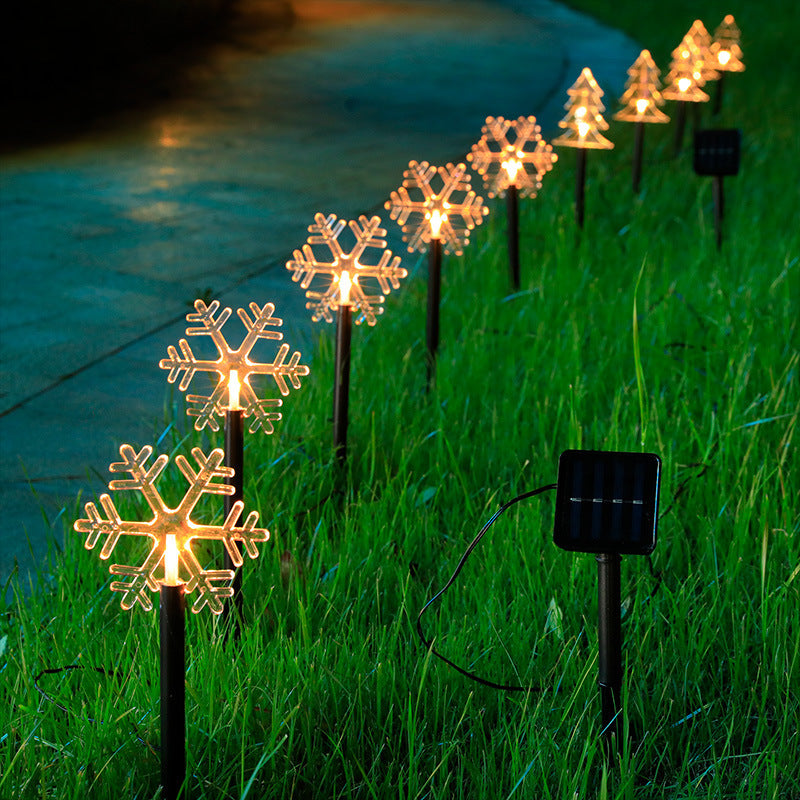 Solar Star & Snowflake Christmas Tree Lights – Waterproof Outdoor Garden Lawn Decoration