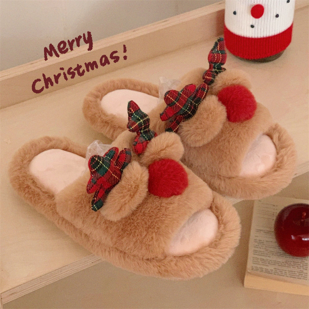 Cute Cartoon Fluffy Slippers – Women’s Cozy Cotton Indoor Shoes