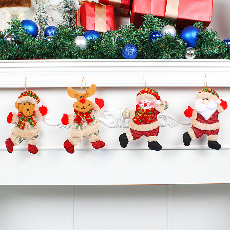 Festive Christmas Tree Ornaments – Santa, Snowman, Reindeer & Bear Figures with Scarves, Golden Balls & Red Bows