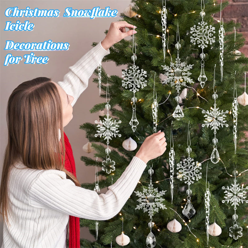 10pcs Acrylic Ice Strip Christmas Tree Hanging Ornaments Snow Ceiling Decorations for Home & New Year