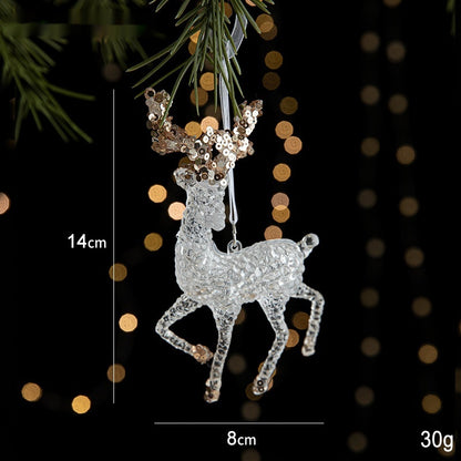 Acrylic Christmas Pendant – Transparent Sequin Holiday Decoration