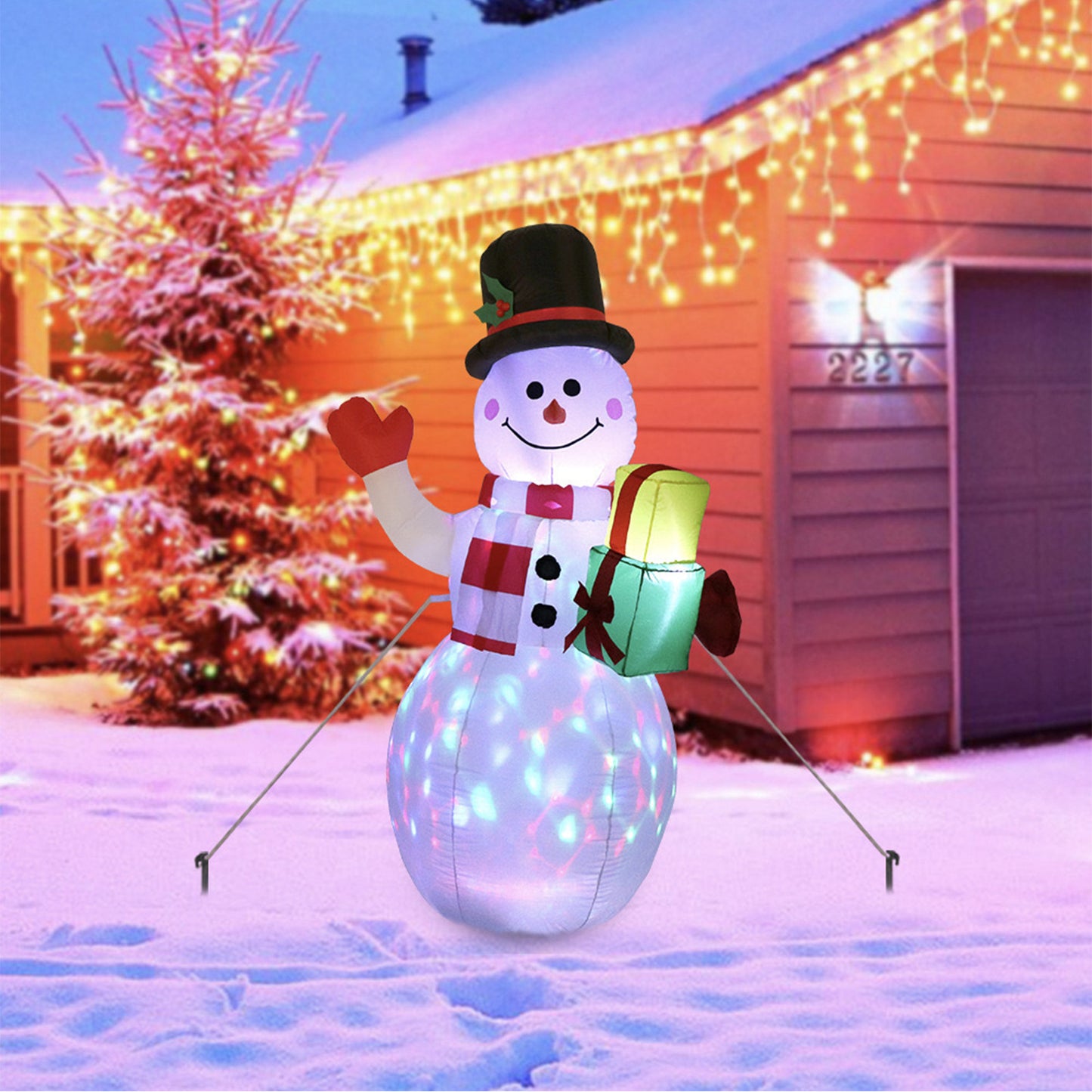 Christmas Inflatable LED Santa, Snowman & Tree – Glowing Outdoor Yard and Garden Decoration