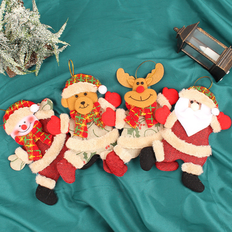 Festive Christmas Tree Ornaments – Santa, Snowman, Reindeer & Bear Figures with Scarves, Golden Balls & Red Bows