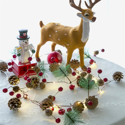 2M 20LED Warm White Christmas Tree String Lights – Pine Cone & Star Design