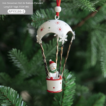 Nordic Iron Hot Air Balloon Christmas Pendant – Creative Parachute Tree Hanging Decoration