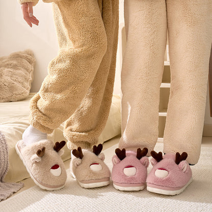 Cute Cartoon Cotton Slippers – Warm Velvet Indoor Shoes