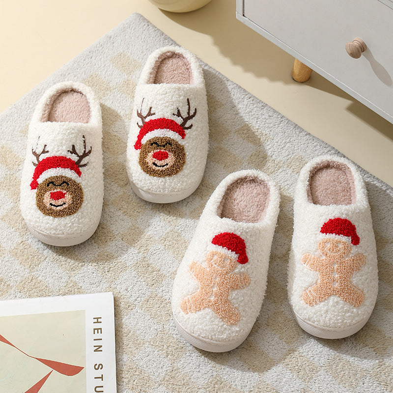 Cute Santa Claus Slippers – Warm Christmas Home Shoes for Couples