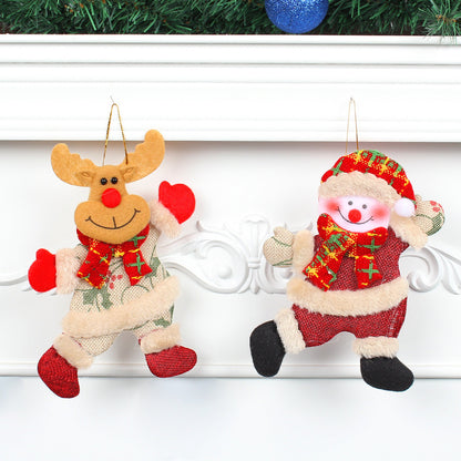 Festive Christmas Tree Ornaments – Santa, Snowman, Reindeer & Bear Figures with Scarves, Golden Balls & Red Bows
