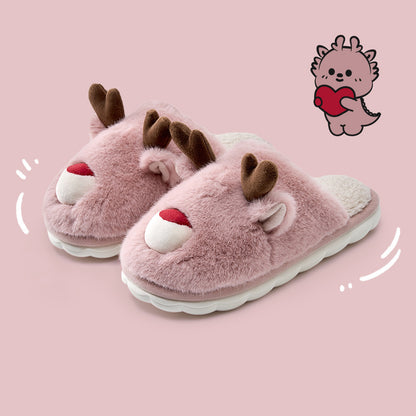 Cute Cartoon Cotton Slippers – Warm Velvet Indoor Shoes