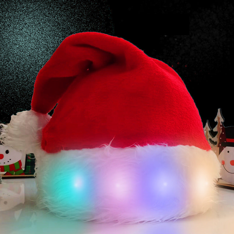 LED Santa Hat – Light-Up Plush Christmas Cap for Kids & Adults, Festive Holiday Party Decoration