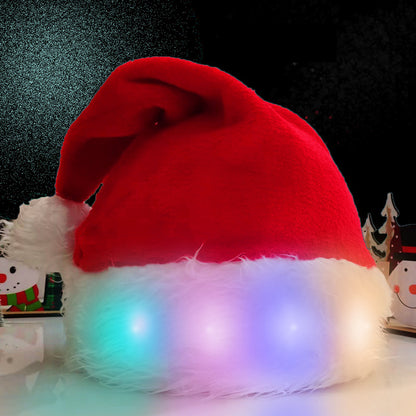 LED Santa Hat – Light-Up Plush Christmas Cap for Kids & Adults, Festive Holiday Party Decoration