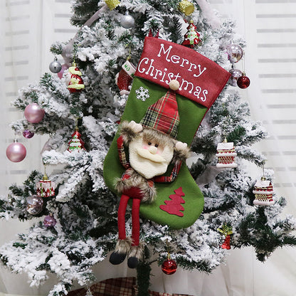 2025 New Year 3D Plush Christmas Stocking Set – Large Xmas Socks Tree Hanging Decorations