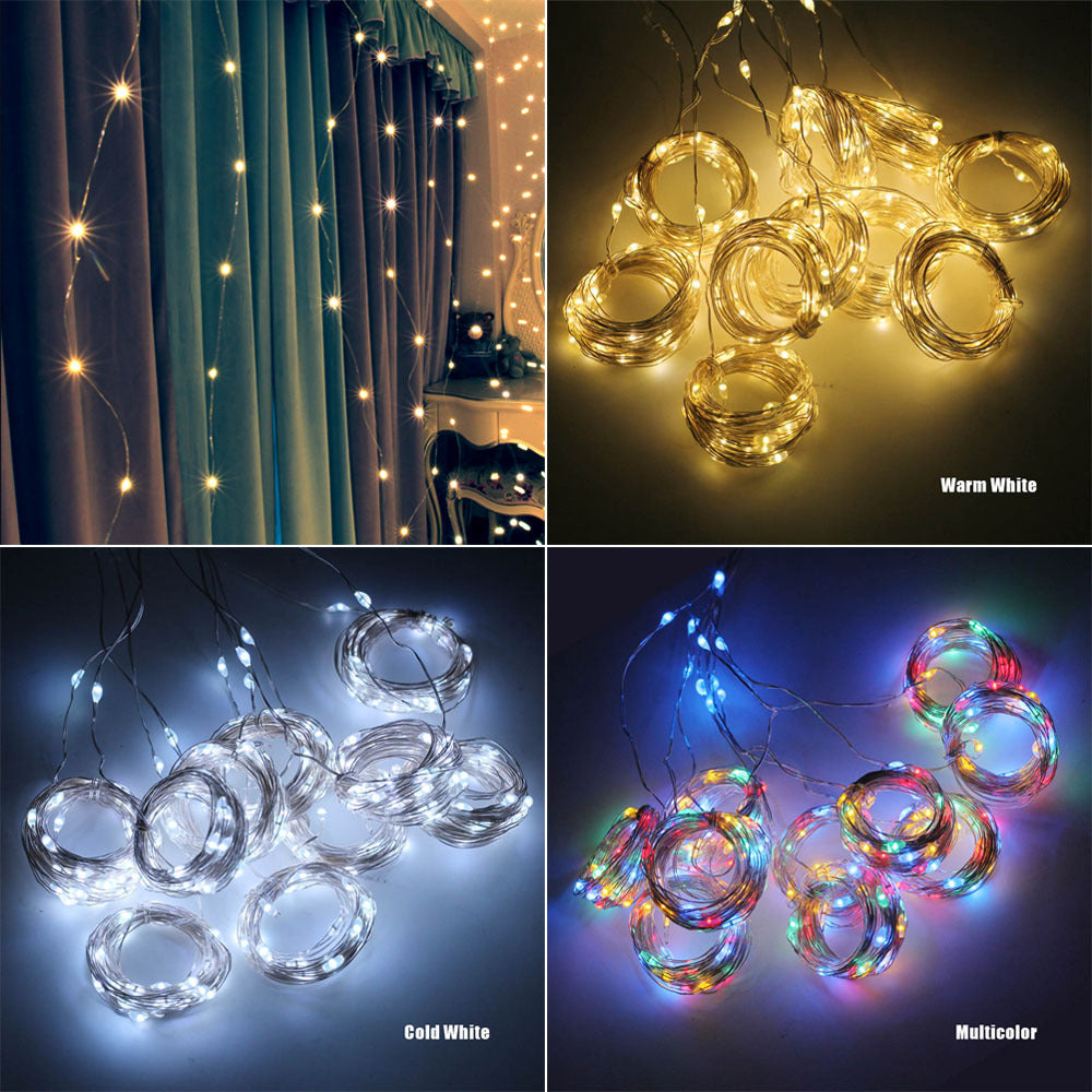 LED Curtain String Lights – USB Fairy Light Garland with Remote Control for Christmas & Home Décor