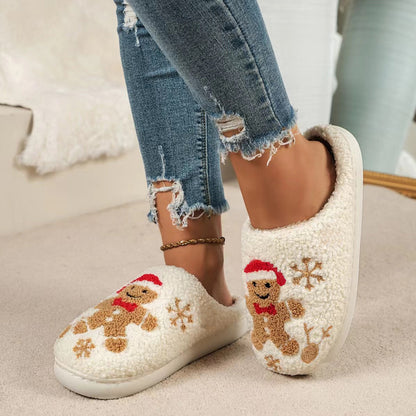 Christmas Snowflake Slippers – Women’s Cozy Gingerbread House Shoes