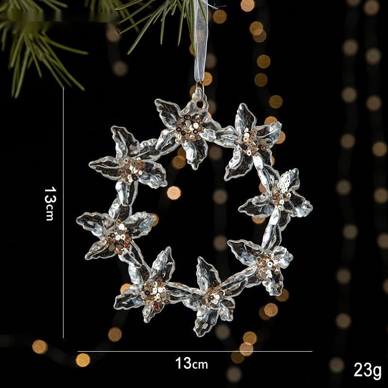 Acrylic Christmas Pendant – Transparent Sequin Holiday Decoration