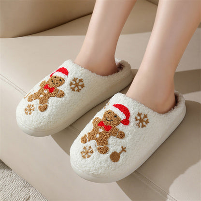 Christmas Snowflake Slippers – Women’s Cozy Gingerbread House Shoes