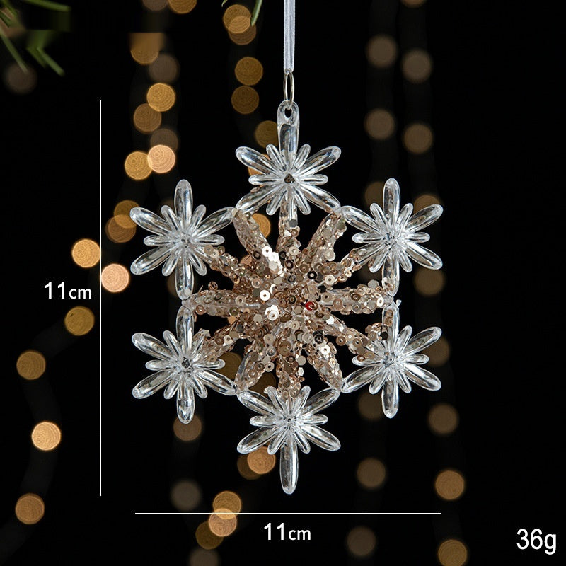 Acrylic Christmas Pendant – Transparent Sequin Holiday Decoration