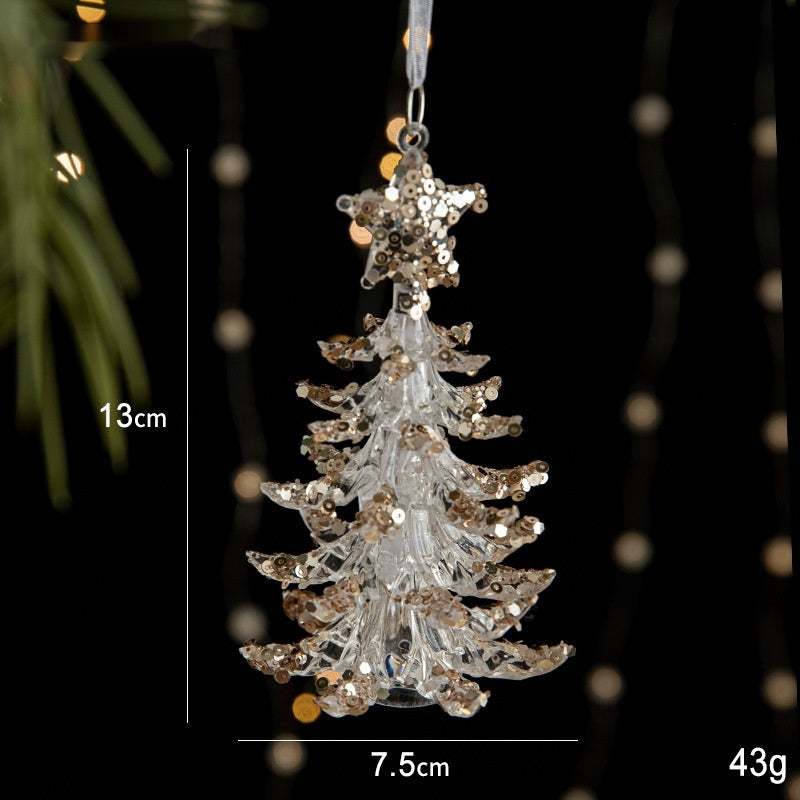 Acrylic Christmas Pendant – Transparent Sequin Holiday Decoration