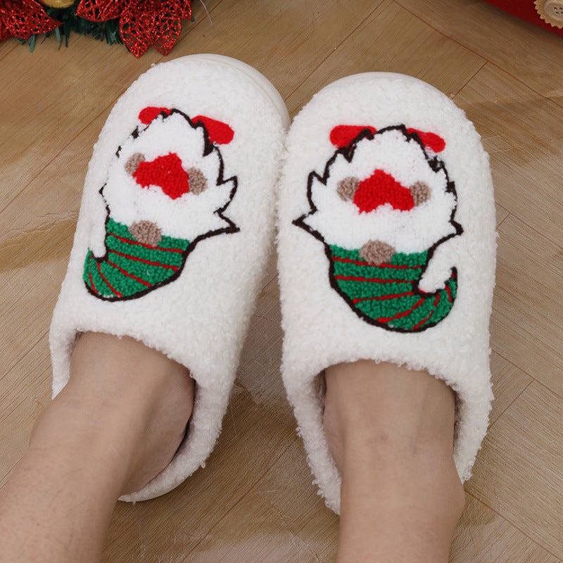 Cute Santa Claus Slippers – Warm Christmas Home Shoes for Couples