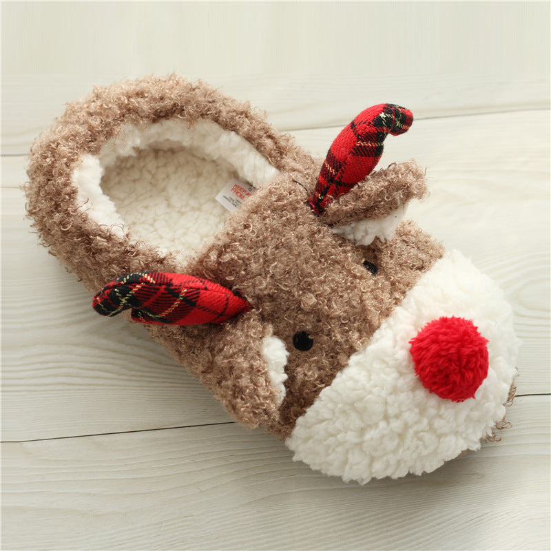 Cute Elk Winter Slippers – Women’s Warm Cotton Home Shoes