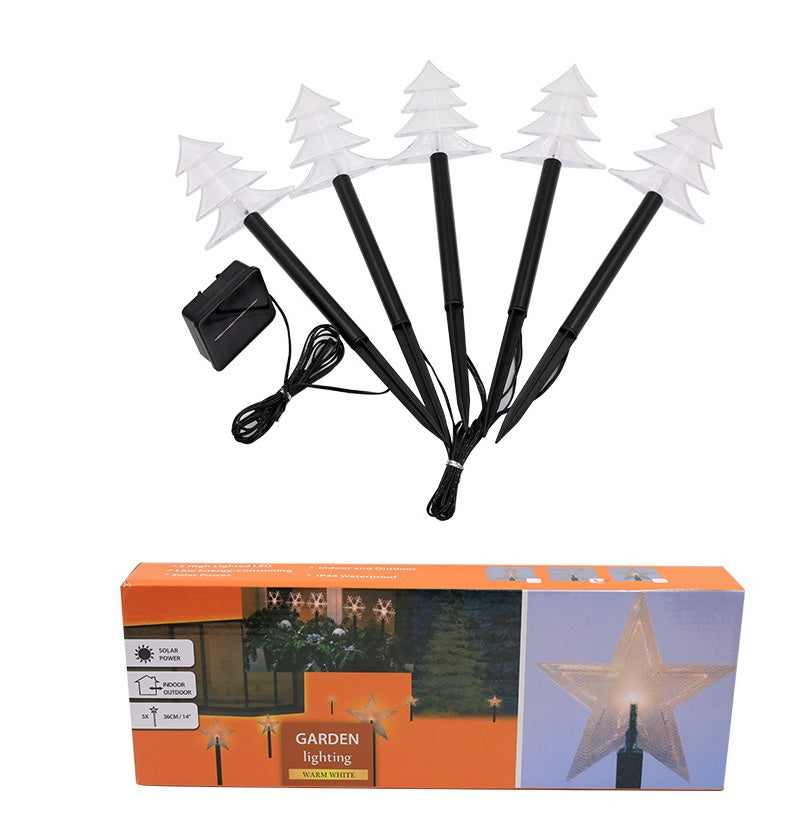 Solar Star & Snowflake Christmas Tree Lights – Waterproof Outdoor Garden Lawn Decoration