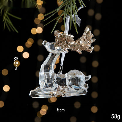 Acrylic Christmas Pendant – Transparent Sequin Holiday Decoration