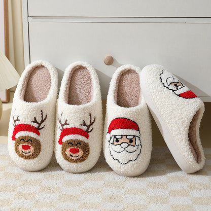 Cute Santa Claus Slippers – Warm Christmas Home Shoes for Couples