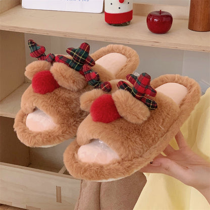 Cute Cartoon Fluffy Slippers – Women’s Cozy Cotton Indoor Shoes