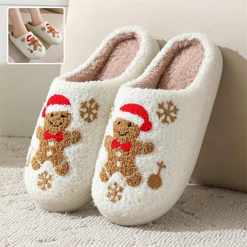 Christmas Snowflake Slippers – Women’s Cozy Gingerbread House Shoes