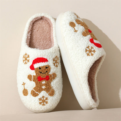 Christmas Snowflake Slippers – Women’s Cozy Gingerbread House Shoes