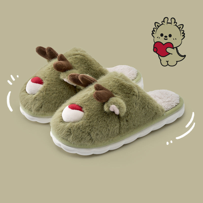 Cute Cartoon Cotton Slippers – Warm Velvet Indoor Shoes